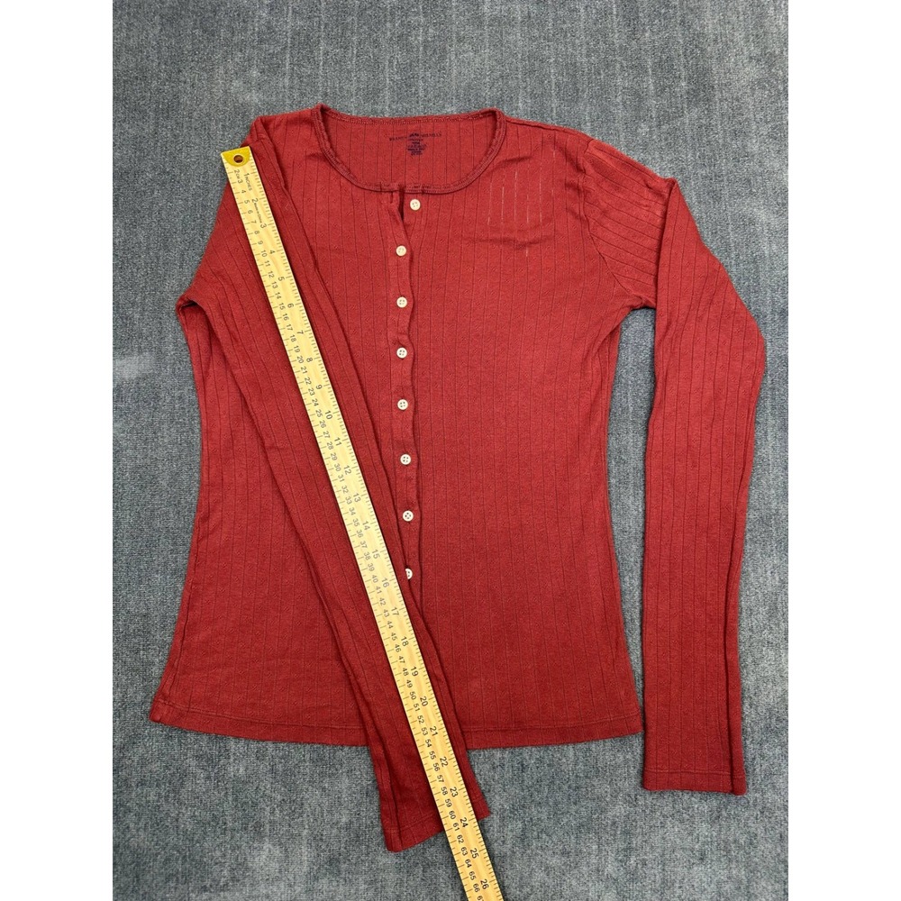 Brandy Melville Rust Red Pointelle Button Down Long Sleeve Cardigan Top NEW - Picture 3 of 11